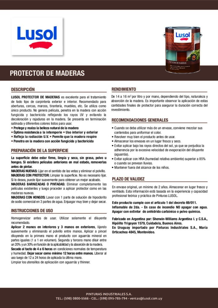 FICHA TECNICA LUSOL PROTECTOR DE MADERAS pdf